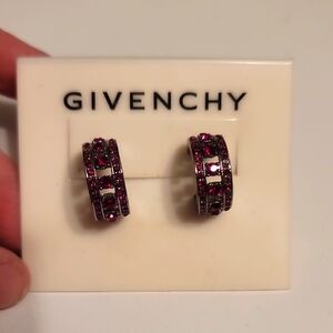 NWT Vintage Givenchy Ruby Hoop Earrings